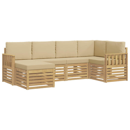 Udendørs sofagruppe 6 pcs Hvid og Beige 247 x 128,5 x 73 cm