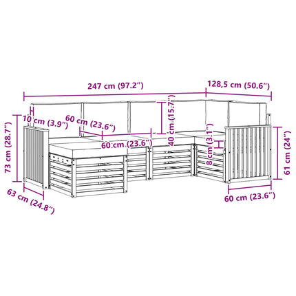 Udendørs sofagruppe 6 pcs Hvid og antracit Polyester