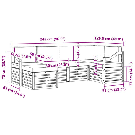 Udendørs sofagruppe 6 pcs Hvid og cremefarvet Polyester