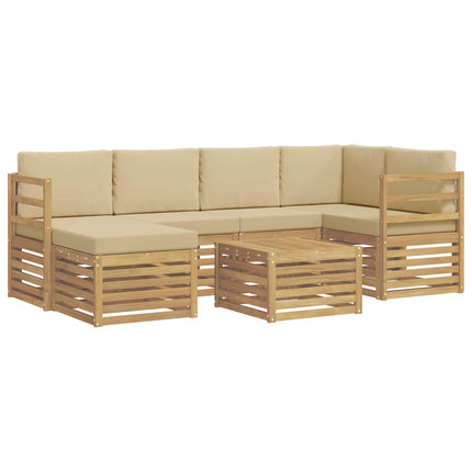 Udendørs sofagruppe 7 pcs Hvid og Beige Polyester