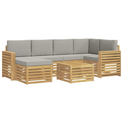 Udendørs sofagruppe 7 pcs Hvid og lysegrå Polyester