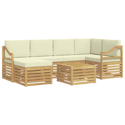 Udendørs sofagruppe 7 pcs Hvid og cremefarvet Polyester