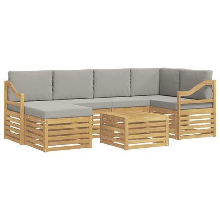 Udendørs sofagruppe 7 pcs Hvid og lysegrå Polyester