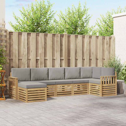 Udendørs sofagruppe 6 pcs Hvid Og Lys Grå 306 x 128,5 x 73 cm