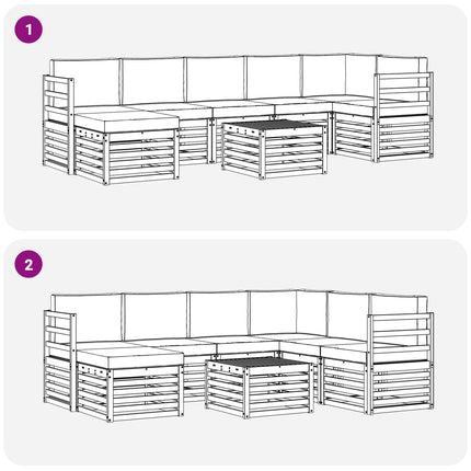 Udendørs sofagruppe 8 pcs Hvid og antracit 59 x 59 x 37 cm