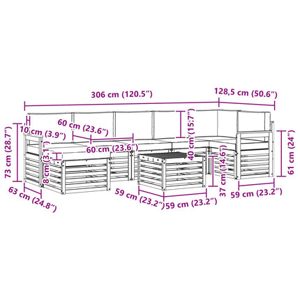Udendørs sofagruppe 7 pcs Hvid Og Lys Grå 59 x 59 x 37 cm
