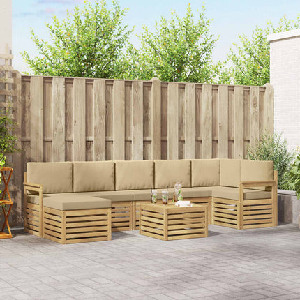 Udendørs sofagruppe 7 pcs Hvid og Beige 59 x 59 x 37 cm