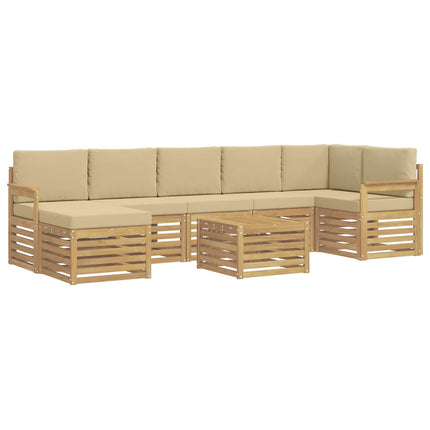 Udendørs sofagruppe 7 pcs Hvid og Beige 59 x 59 x 37 cm
