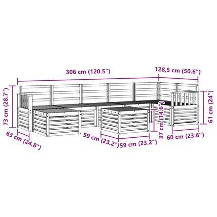 Udendørs sofagruppe 8 pcs Hvid 59 x 59 x 37 cm