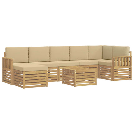 Udendørs sofagruppe 7 pcs Hvid og Beige 59 x 59 x 37 cm