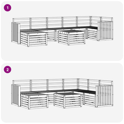 Udendørs sofagruppe 8 pcs Hvid 59 x 59 x 37 cm
