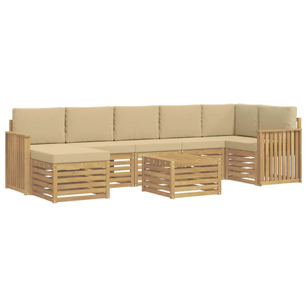 Udendørs sofagruppe 8 pcs Hvid og Beige 59 x 59 x 37 cm