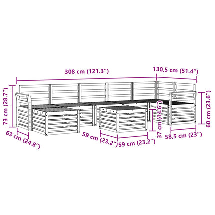 Udendørs sofagruppe 8 pcs Hvid 59 x 59 x 37 cm