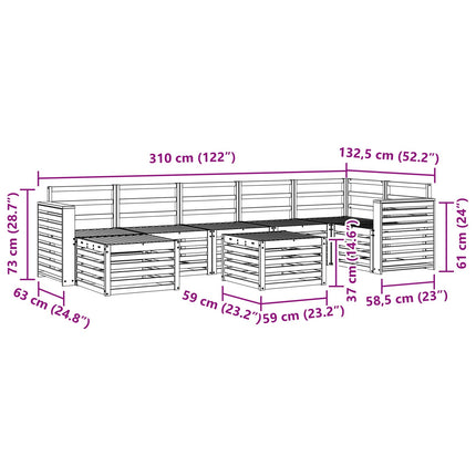Udendørs sofagruppe 8 pcs Hvid 59 x 59 x 37 cm