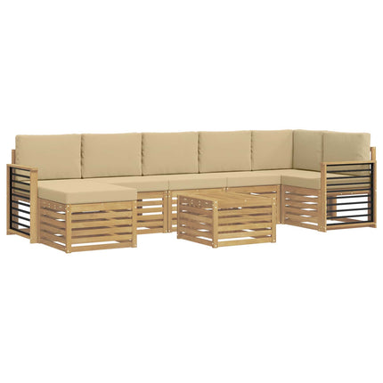 Udendørs sofagruppe 8 pcs Hvid og Beige 59 x 59 x 37 cm