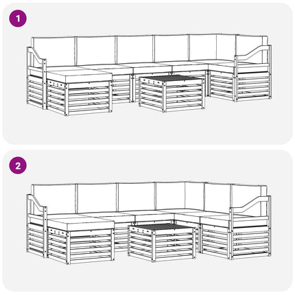 Udendørs sofagruppe 8 pcs Hvid og cremefarvet 59 x 59 x 37 cm