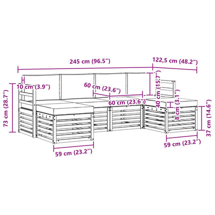 Udendørs sofagruppe 6 pcs Hvid og cremefarvet