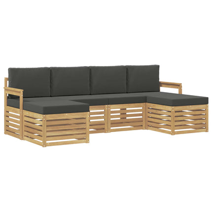 Sofasæt 6 pcs Hvid og antracit 249 x 122,5 x 73 cm Polyester