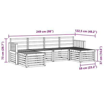 Udendørs sofagruppe 5 pcs Hvid 249 x 122,5 x 73 cm