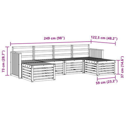 Udendørs sofagruppe 6 pcs Hvid 249 x 122,5 x 73 cm