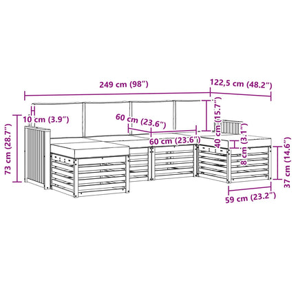 Udendørs sofagruppe 6 pcs Hvid og antracit 249 x 122,5 x 73 cm