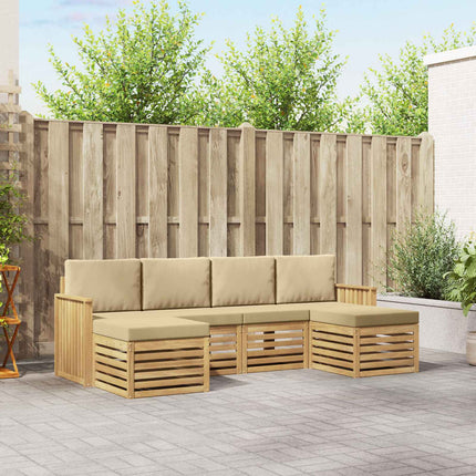 Udendørs sofagruppe 6 pcs Hvid og Beige 249 x 122,5 x 73 cm