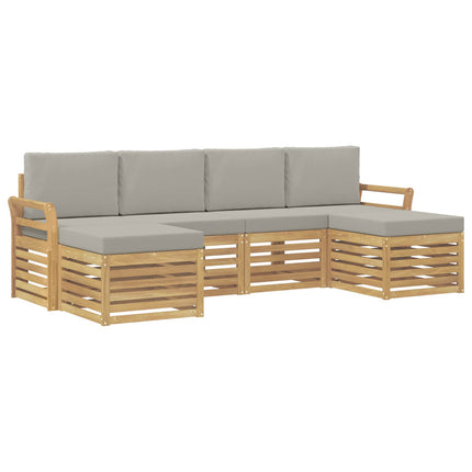 Udendørs sofagruppe 6 pcs Hvid og lysegrå 253 x 122,5 x 73 cm