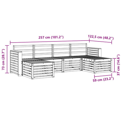 Udendørs sofagruppe 6 pcs Hvid 257 x 122,5 x 73 cm