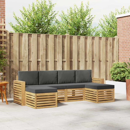 Udendørs sofagruppe 6 pcs Hvid og antracit 257 x 122,5 x 73 cm