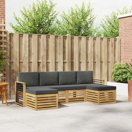 Sofasæt 6 pcs Hvid og antracit 249 x 122,5 x 73 cm Polyester
