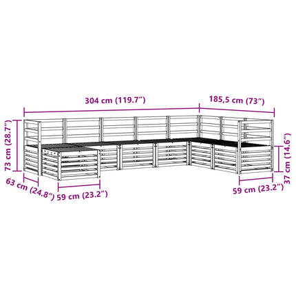 Udendørs sofagruppe 8 pcs Hvid 304 x 185,5 x 73 cm