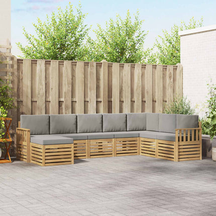 Udendørs sofagruppe 6 pcs Hvid Og Lys Grå 306 x 128,5 x 73 cm