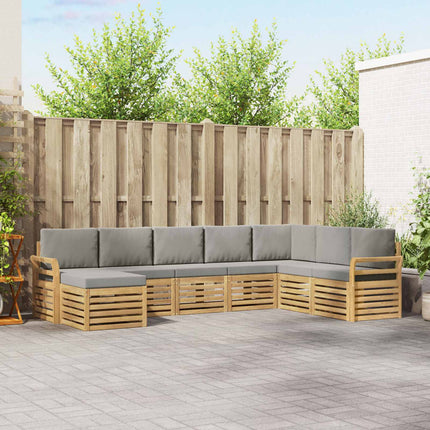 Udendørs sofagruppe 8 pcs Hvid og lysegrå 308 x 190 x 73 cm