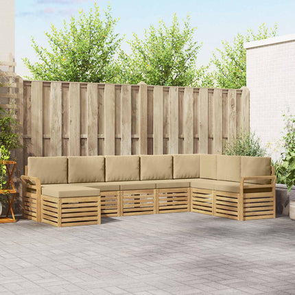 Udendørs sofagruppe 8 pcs Hvid og Beige 308 x 190 x 73 cm