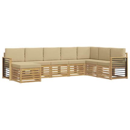 Udendørs sofagruppe 8 pcs Hvid og Beige 306 x 187,5 x 73 cm