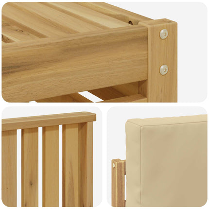 Udendørs sofagruppe 7 pcs Hvid og Beige 59 x 59 x 37 cm