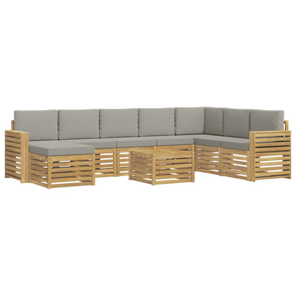 Udendørs sofagruppe 9 pcs Hvid og lysegrå 59 x 59 x 37 cm
