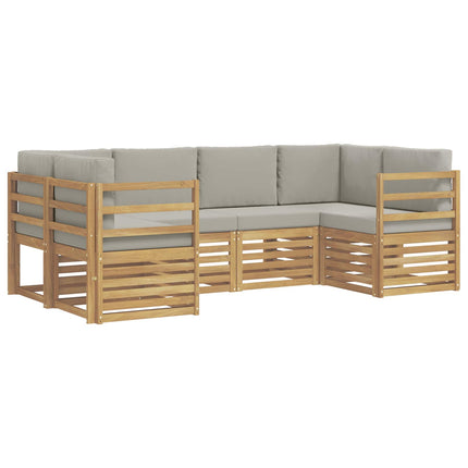 Sektionalsofa sæt 6 pcs Hvid og lysegrå 245 x 126,5 x 73 cm