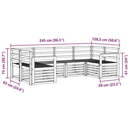 Udendørs sofagruppe 6 pcs Hvid 245 x 128,5 x 73 cm