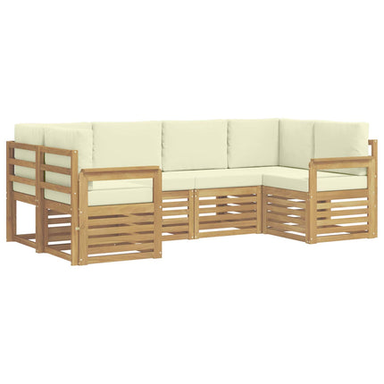 Udendørs sofagruppe 5 pcs Hvid og creme 245 x 128,5 x 73 cm