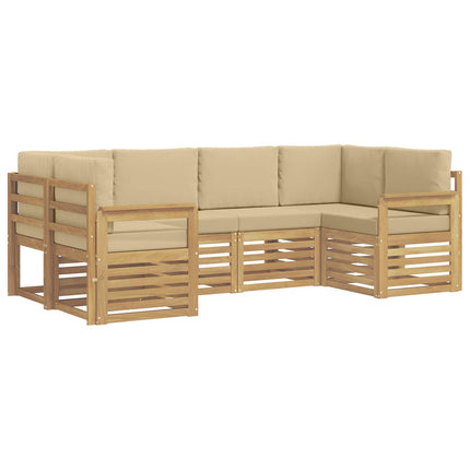 Udendørs sofagruppe 5 pcs Hvid og Beige 245 x 128,5 x 73 cm