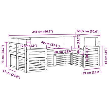 Udendørs sofagruppe 5 pcs Hvid og Beige 245 x 128,5 x 73 cm
