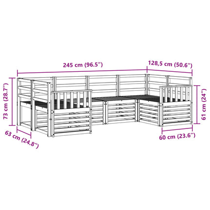 Udendørs sofagruppe 6 pcs Hvid 245 x 128,5 x 73 cm