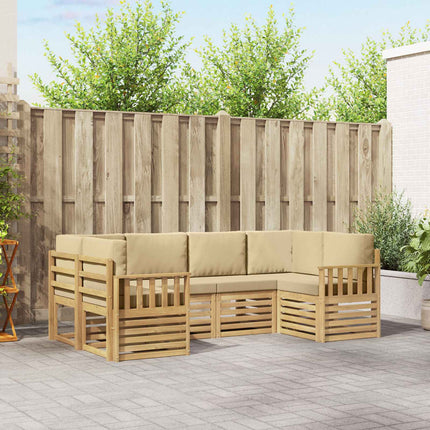 Udendørs sofagruppe 5 pcs Hvid og Beige 245 x 128,5 x 73 cm