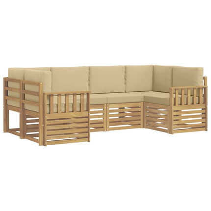 Udendørs sofagruppe 5 pcs Hvid og Beige 245 x 128,5 x 73 cm