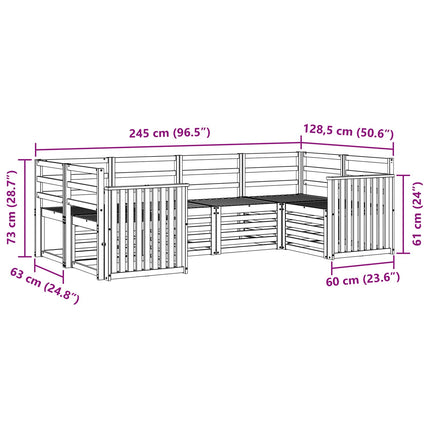 Udendørs sofagruppe 6 pcs Hvid 245 x 128,5 x 73 cm