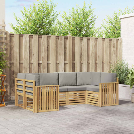 Udendørs sofagruppe 6 pcs Hvid og lysegrå 245 x 128,5 x 73 cm