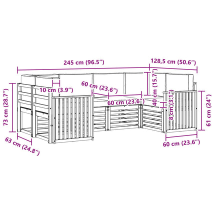 Udendørs sofagruppe 6 pcs Hvid og antracit 245 x 128,5 x 73 cm