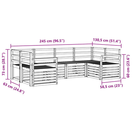 Udendørs sofagruppe 6 pcs Hvid 245 x 130,5 x 73 cm