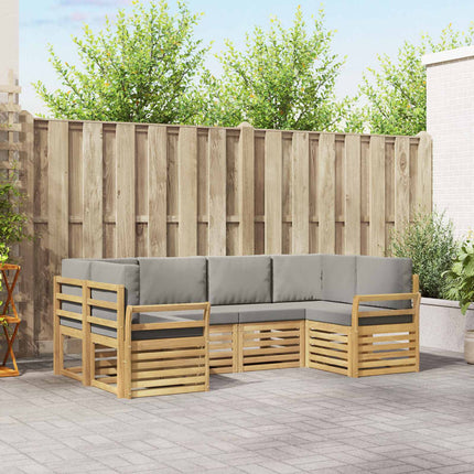 Udendørs sofagruppe 6 pcs Hvid og lysegrå 245 x 130,5 x 73 cm